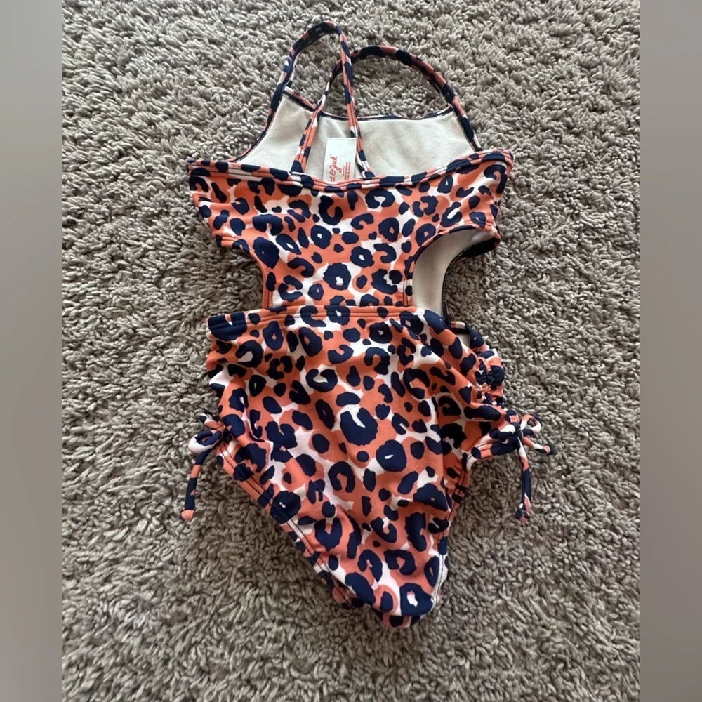 Preloved Cat & Jack Pink and Black Leopard Kids One Piece Bathing Suit